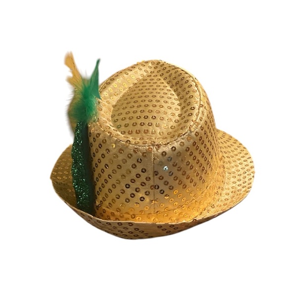 St. Patrick’s Day Gold Sequined Fedora Hat - Picture 5 of 6
